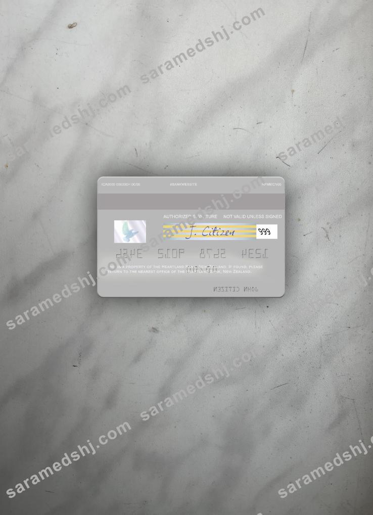 New Zealand Heartland Bank visa debit card photolook back